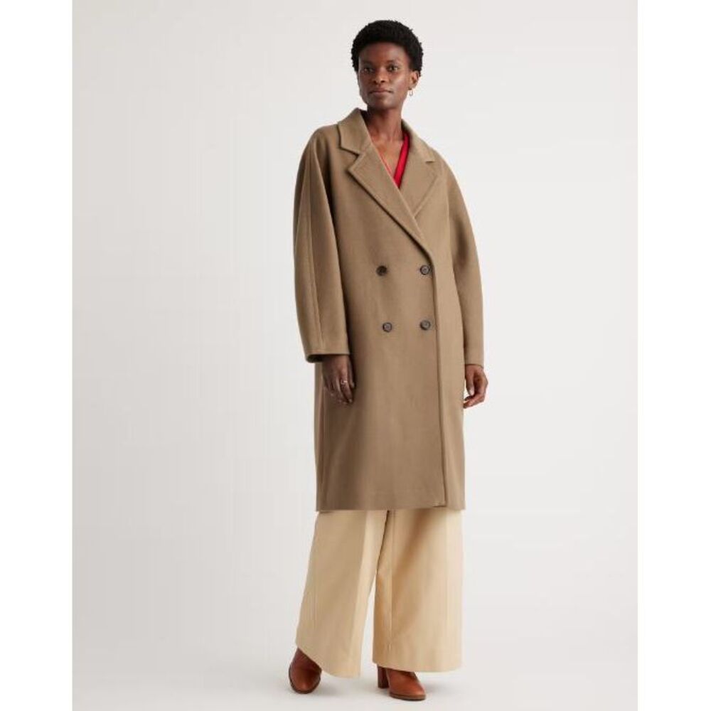 Women's Tan Double-Breasted Coat